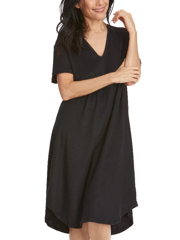 backless evening dress for cocktails-Supima® Cotton Nightshirt Black