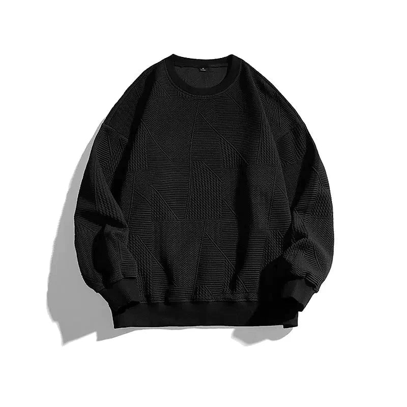 Waffle Texture Round Neck Sweatshirt