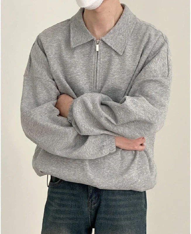 Zipper Lapel Polo Sweater