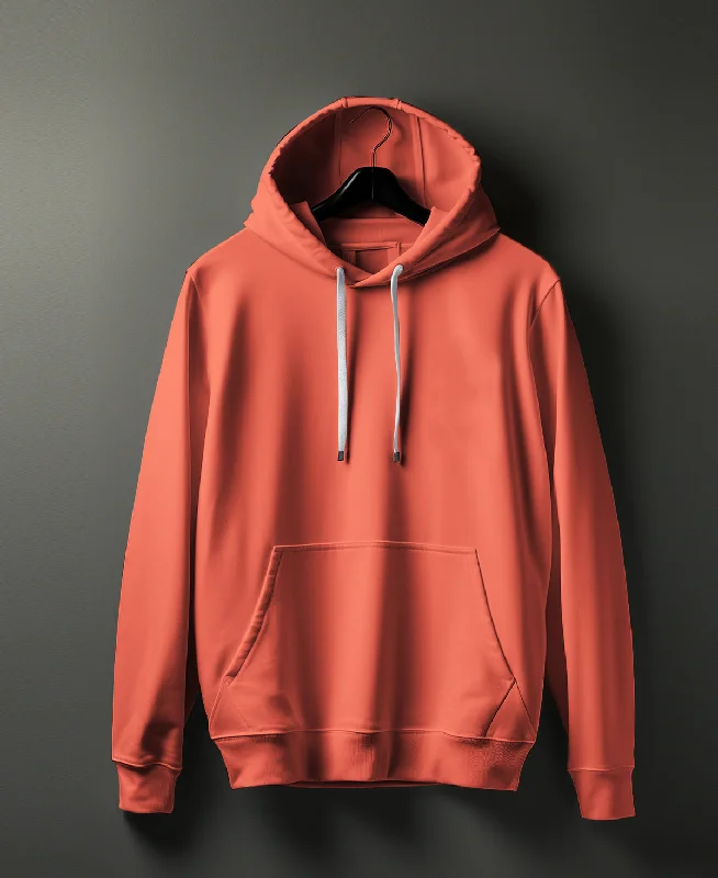 Orange Basic Cotton Hoodie - #0111