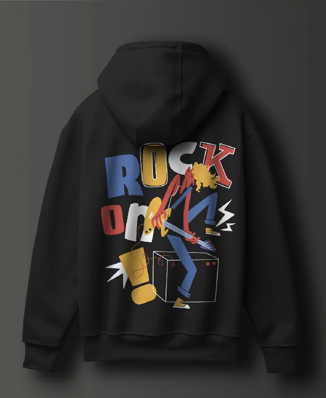 Rock On Graphic Printed Cotton Hoodie - #0101
