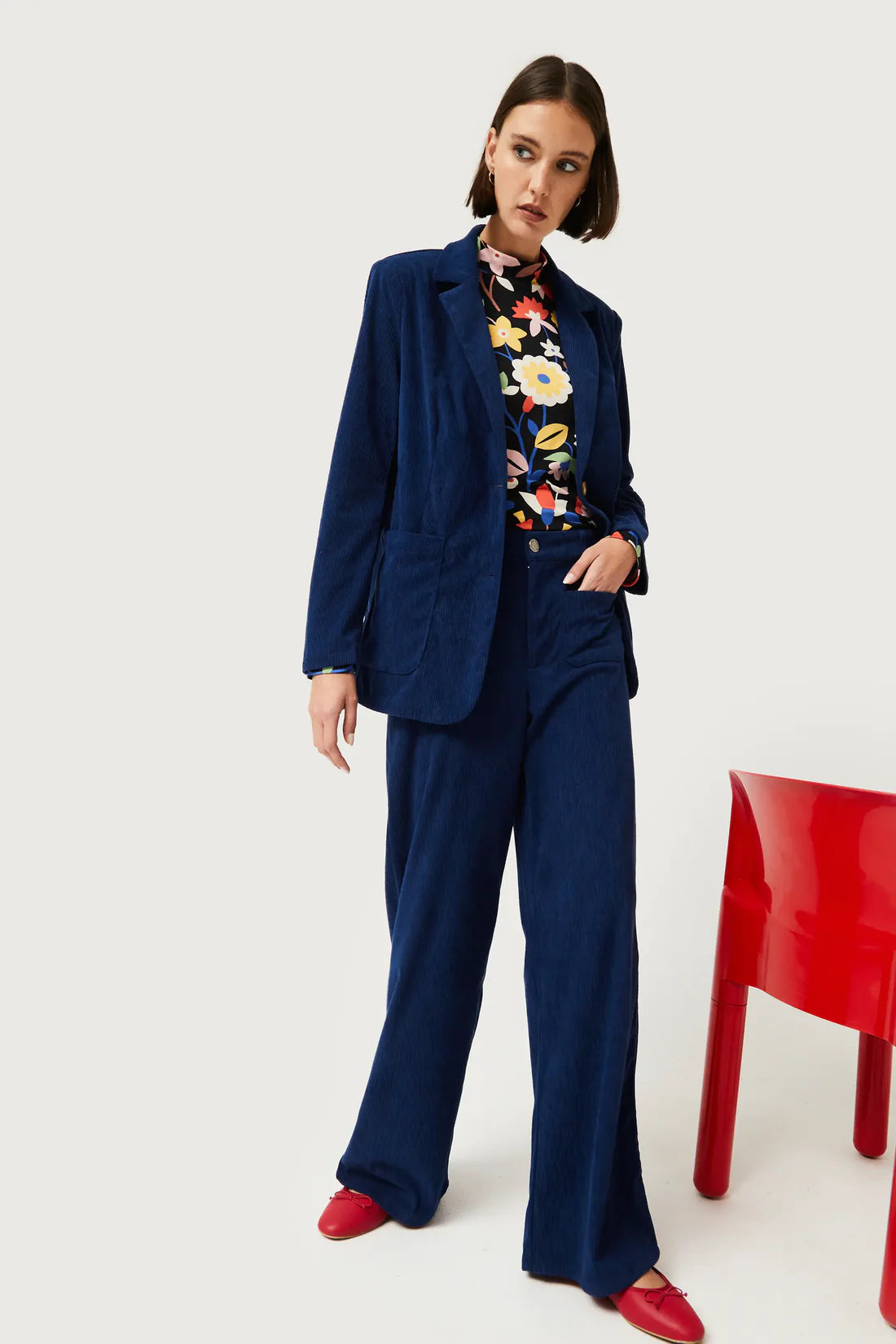 evening gowns with side lace-up-Midnight Corduroy Trouser