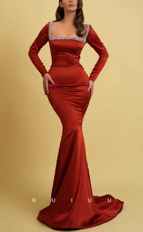 jeweled evening dress belts-G4118 - Sexy & Hot Mermaid Square Beaded Evening Party Prom Dress with Long Sleeves jeweled evening dress belts-G4118 - Sexy & Hot Mermaid Square Beaded Evening Party Prom Dress with Long Sleeves