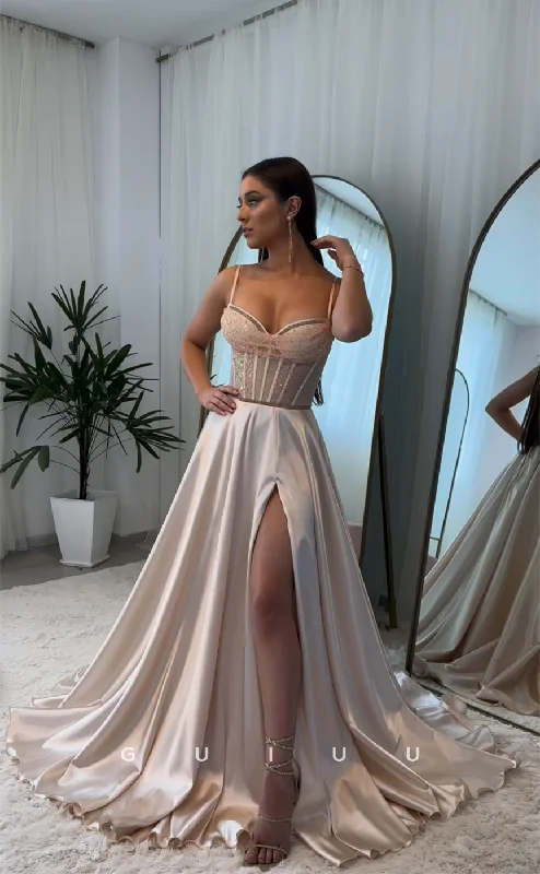 evening dress for innovation summits-G4411 - Classic&Modern A-Line Stain Strapless Straps Pleats Formal Prom Evening Dress with Slit evening dress for innovation summits-G4411 - Classic&Modern A-Line Stain Strapless Straps Pleats Formal Prom Evening Dress with Slit