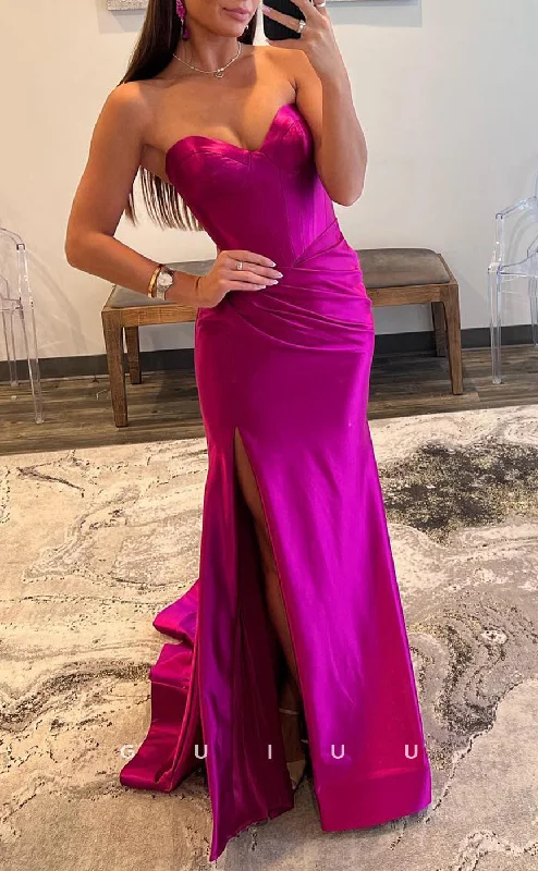 evening dress for leadership summits-G2785 - Sexy & Fitted Strapless Ruched Satin Long Prom Evening Dress evening dress for leadership summits-G2785 - Sexy & Fitted Strapless Ruched Satin Long Prom Evening Dress