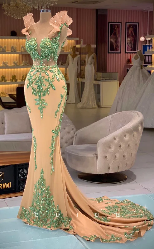 evening dress discount codes 2023-G2806 - Chic & Modern Mermaid V-Neck Applique Ruffles Straps Prom Evening Dress evening dress discount codes 2023-G2806 - Chic & Modern Mermaid V-Neck Applique Ruffles Straps Prom Evening Dress