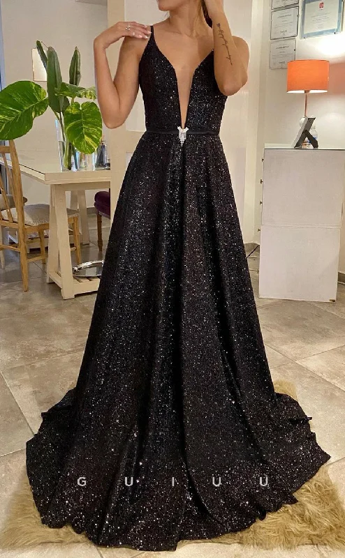 evening dress with cape sleeves-G2827 - Classic & Timeless V-Neck Sequins Straps Black Prom Evening Dress evening dress with cape sleeves-G2827 - Classic & Timeless V-Neck Sequins Straps Black Prom Evening Dress