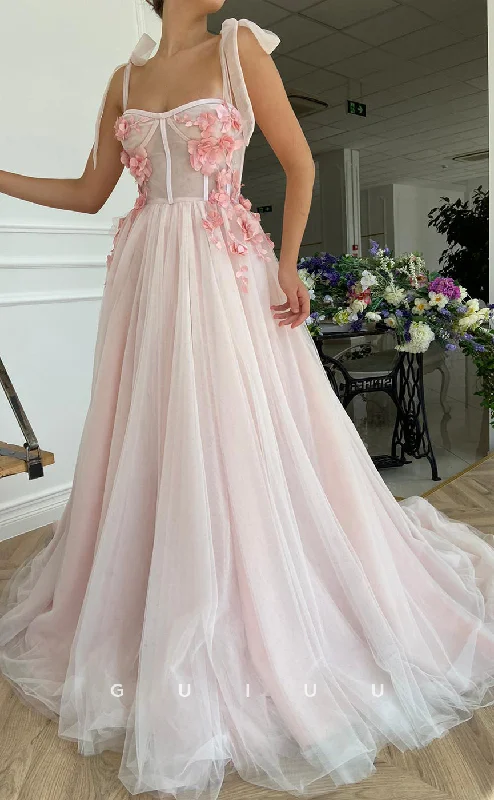 evening dress neckline styles guide-G2833 - A-Line Straps Sheer Floral Embellished Tulle Prom Evening Dress evening dress neckline styles guide-G2833 - A-Line Straps Sheer Floral Embellished Tulle Prom Evening Dress