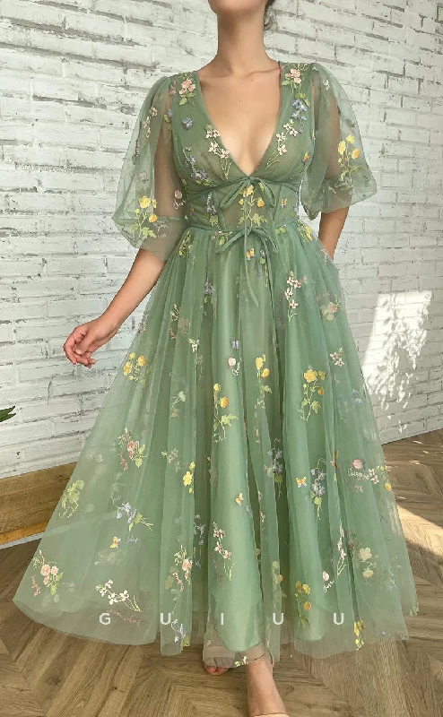 off-shoulder evening gown for proms-G2834 - Classic & Timeless V-Neck Tulle Applique Long Prom Evening Dress off-shoulder evening gown for proms-G2834 - Classic & Timeless V-Neck Tulle Applique Long Prom Evening Dress