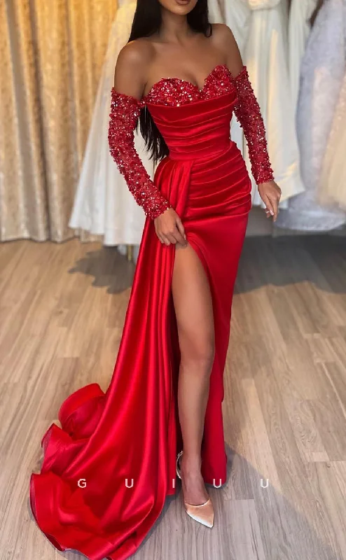 affordable evening gowns under $200-G2847 - Chic & Modern Sequins Sweetheart Off-Shoulder Red Prom Evening Dress affordable evening gowns under $200-G2847 - Chic & Modern Sequins Sweetheart Off-Shoulder Red Prom Evening Dress
