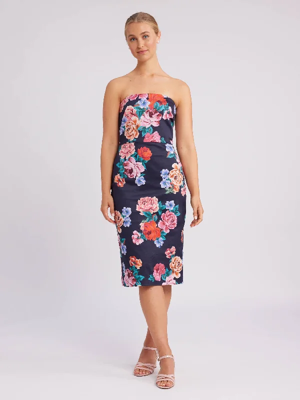 evening gowns with side ruffles-Midnight Rose Fitted Dress
