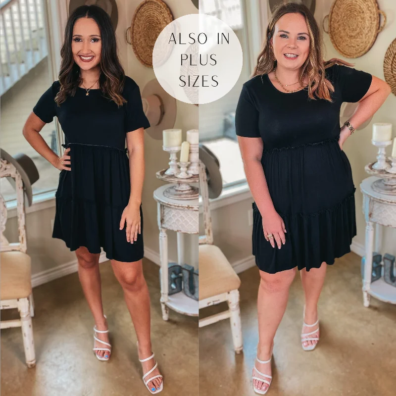 evening dresses with bow accents-A Night to Remember Ruffle Tiered Short Sleeve Dress in Black evening dresses with bow accents-A Night to Remember Ruffle Tiered Short Sleeve Dress in Black