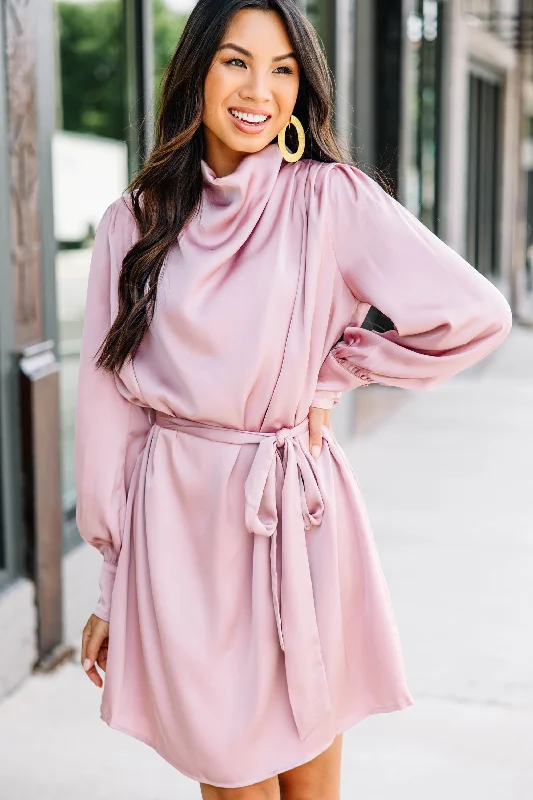 embroidered cuffs evening dresses-Fate: Dance All Night Mauve Pink Satin Dress