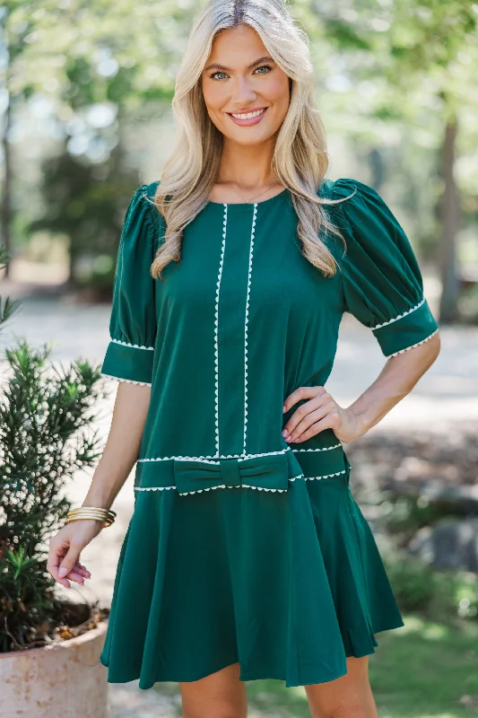 geometric cutout evening dresses-Just For Tonight Hunter Green Scalloped Dress