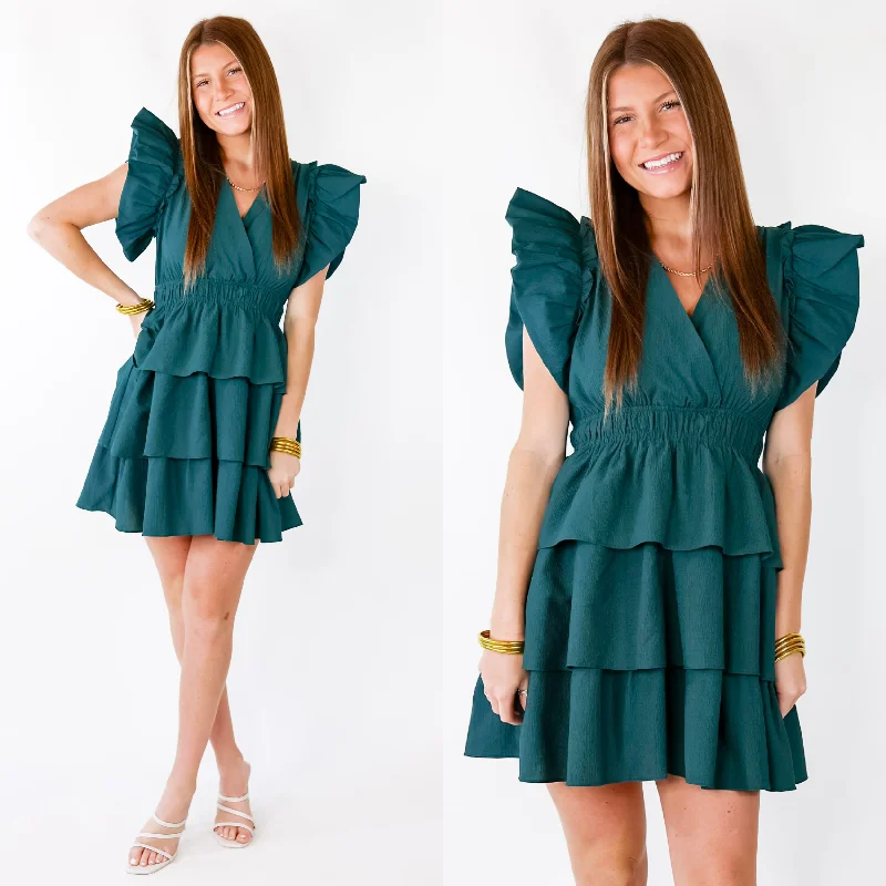 evening gowns for awards ceremonies-The Perfect Night Ruffle Cap Sleeve Dress in Dark Teal evening gowns for awards ceremonies-The Perfect Night Ruffle Cap Sleeve Dress in Dark Teal