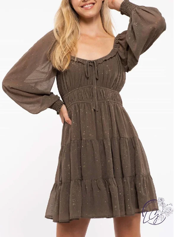 evening gowns with side gathers-Maybe Tonight Tiered Star Dress