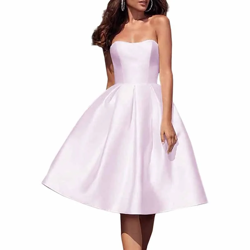 evening dress for investor meetings-Tube Top Homecoming Dress for Graduation Satin A Line Short Prom Dress for Evening Party evening dress for investor meetings-Tube Top Homecoming Dress for Graduation Satin A Line Short Prom Dress for Evening Party