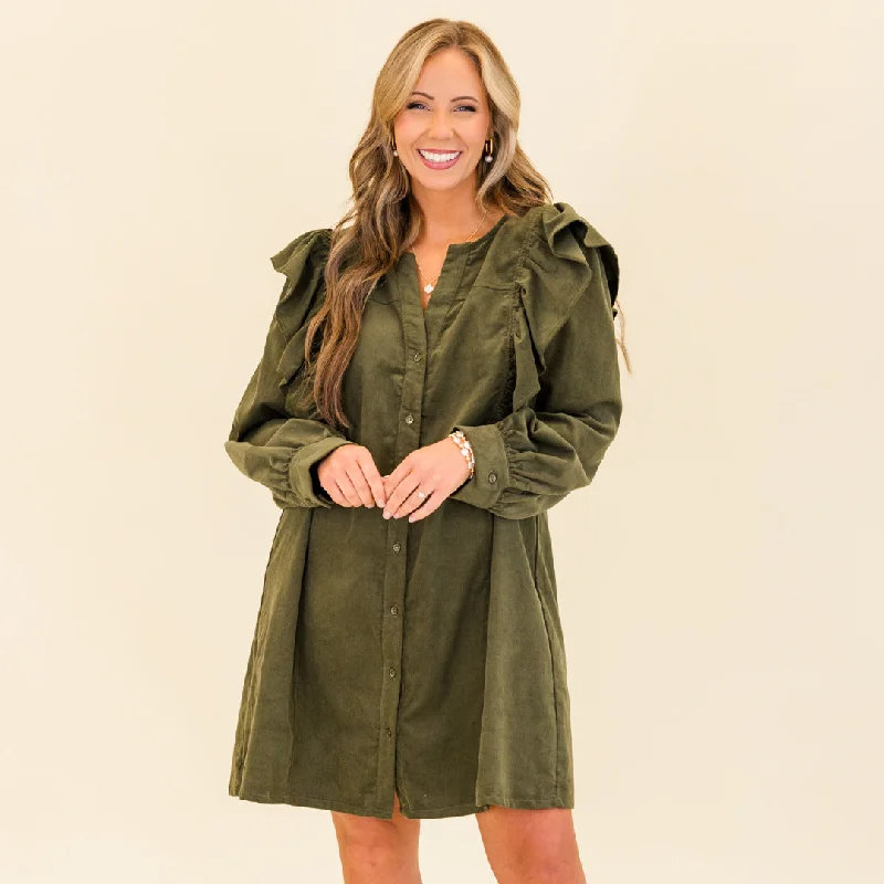 evening dress for VIP receptions-When The Night is Here Dress, Olive