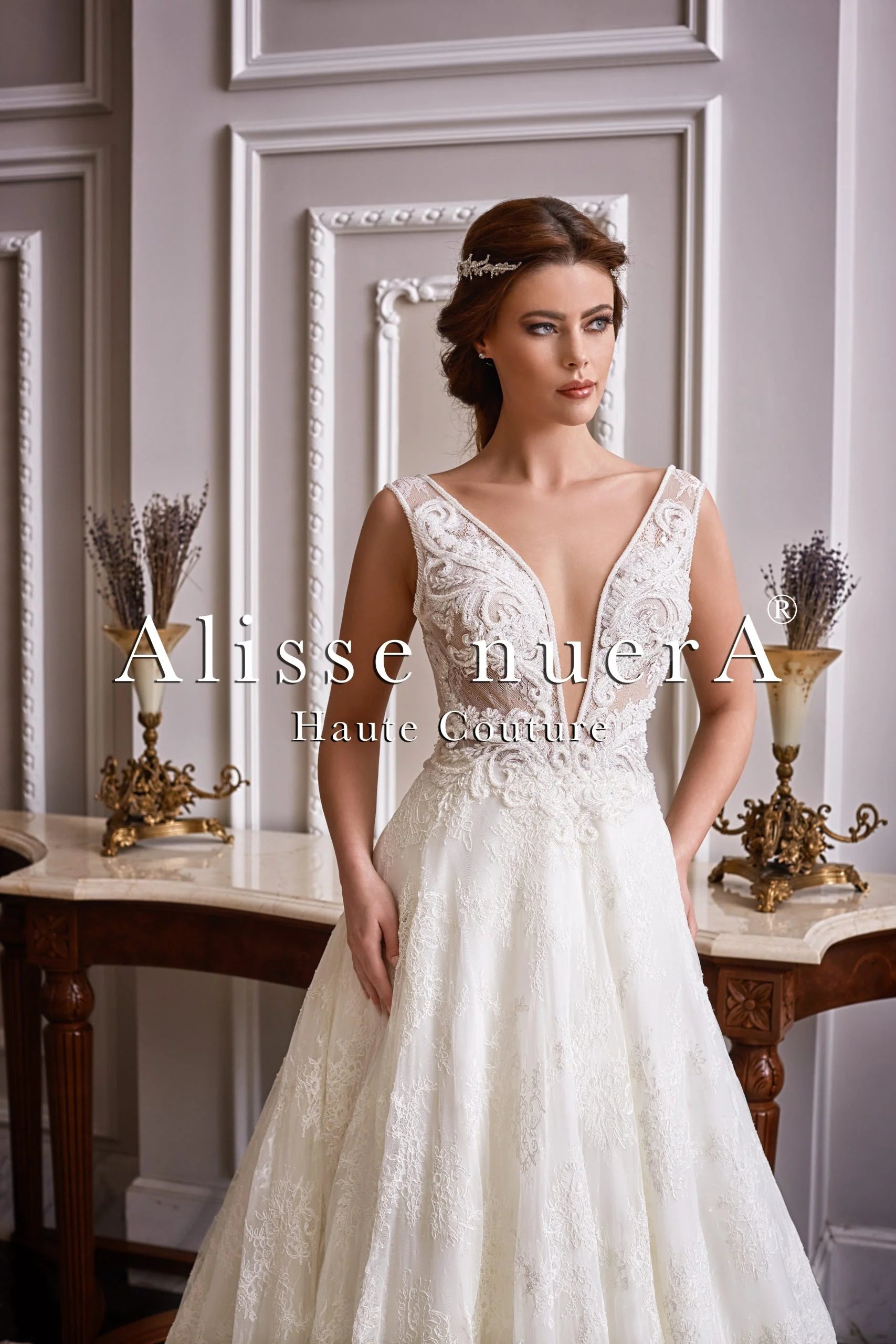 Dress for wedding attractive style wow--Plunging Ivory A Line Backless Bridal Dress with Lace Embroidery Dress for wedding attractive style wow--Plunging Ivory A Line Backless Bridal Dress with Lace Embroidery