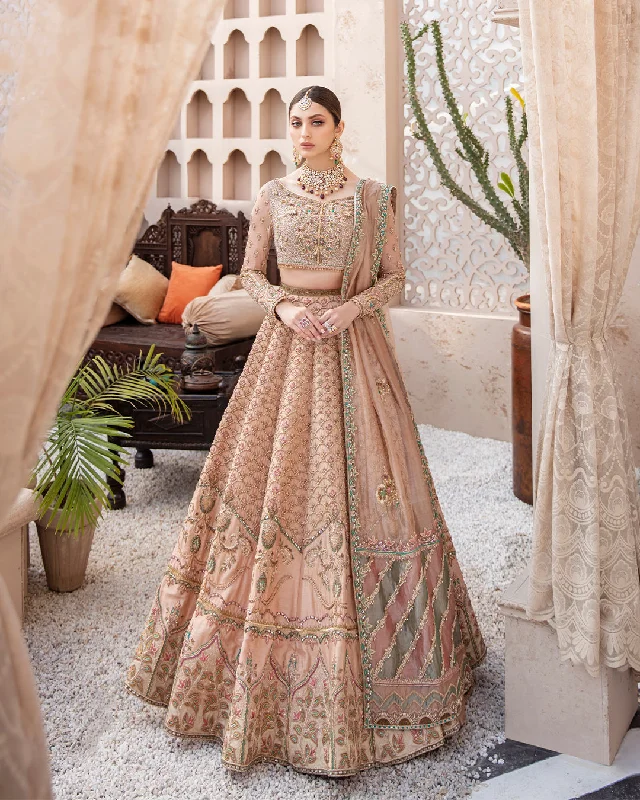 Wedding dress indoor wedding style glam--Stylish Pakistani Peach Wedding Dress
