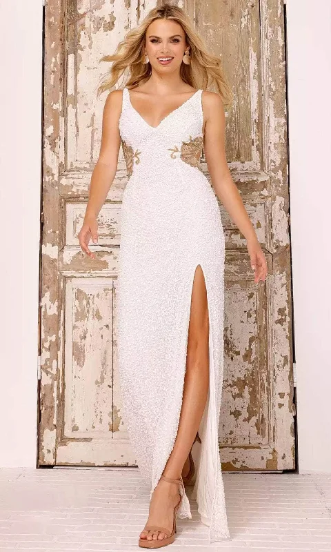 Wedding dress with a midi length retro chic--Aleta Couture 615 - Sequin Slit Evening Dress Wedding dress with a midi length retro chic--Aleta Couture 615 - Sequin Slit Evening Dress