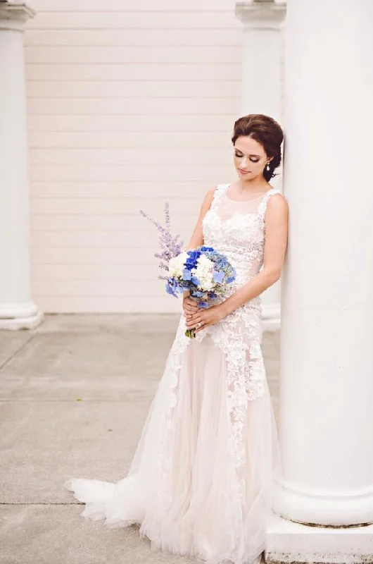 Wedding dress that is easy to move around--All Over Lace Tulle Dress (#Ashley)