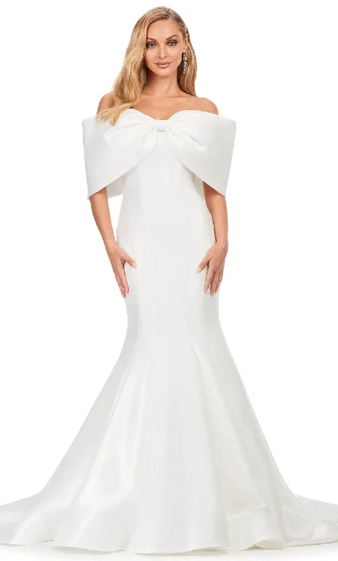 Wedding dress one-shoulder design style--Ashley Lauren 11380 - Bow Motif Bridal Dress Wedding dress one-shoulder design style--Ashley Lauren 11380 - Bow Motif Bridal Dress