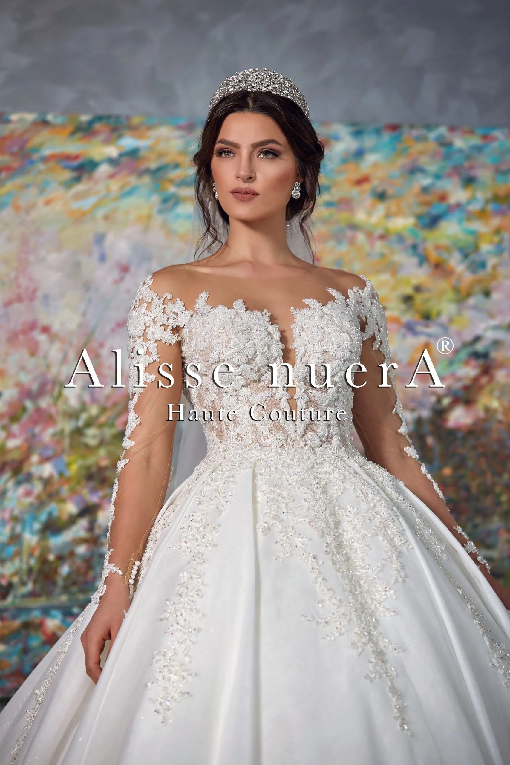 Wedding dress formal gala events glam now--Backless Off White Floral Wedding Dress with Long Sleeve Wedding dress formal gala events glam now--Backless Off White Floral Wedding Dress with Long Sleeve