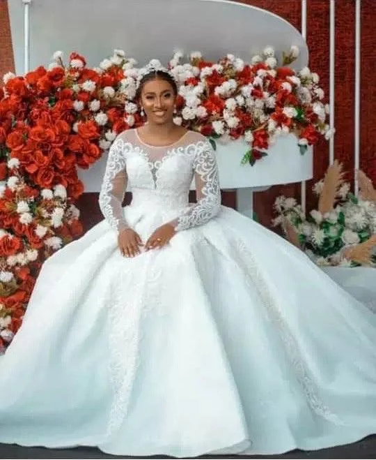 Wedding dress holiday celebration joy wow--Ball Gown Wedding Dress Long Sleeves Bridal Gown