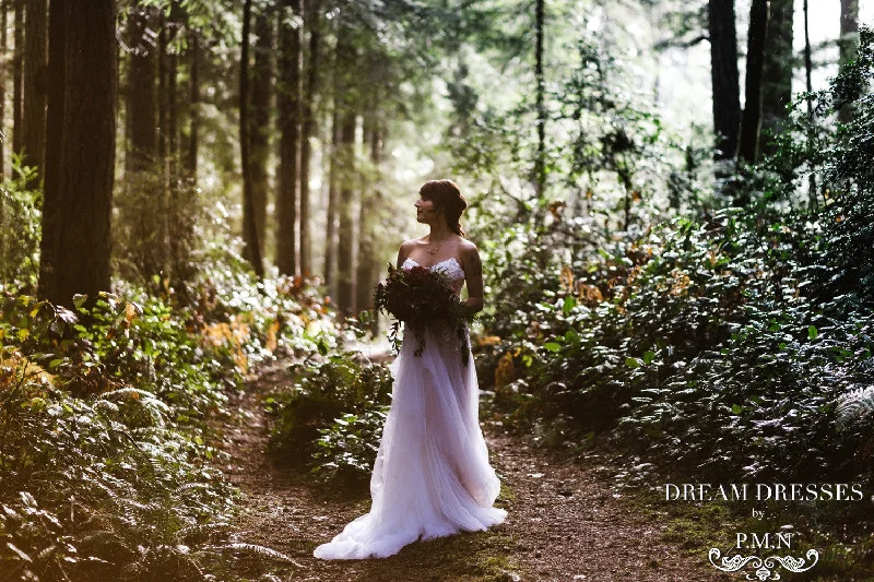 Wedding dress neon colors bold style hot--Lace Tulle Gown With Plunging Neckline (#PB192) Wedding dress neon colors bold style hot--Lace Tulle Gown With Plunging Neckline (#PB192)