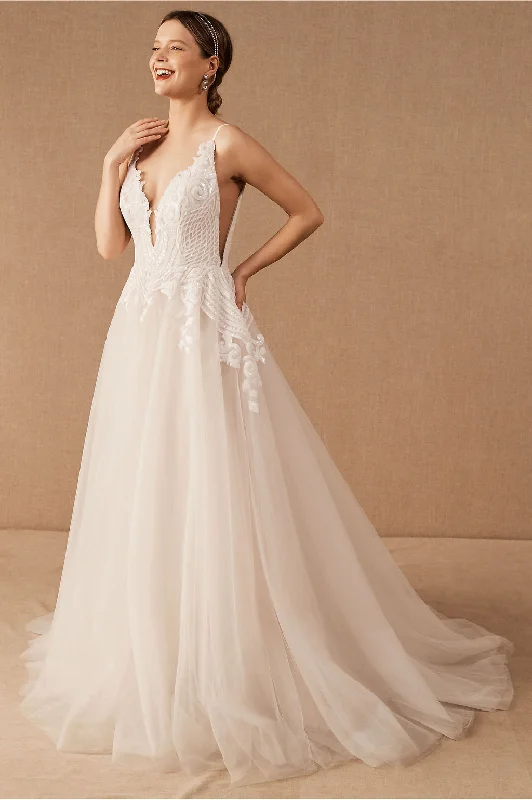 Wedding dress with a plunging neckline sex--BHLDN Hayley Paige Topanga Gown