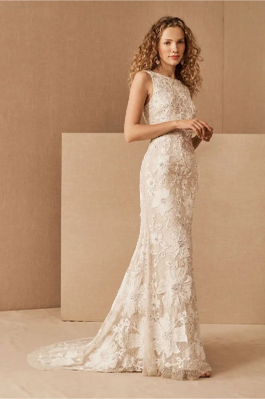 Wedding dress with a square neckline cute--BHLDN Lucia Gown