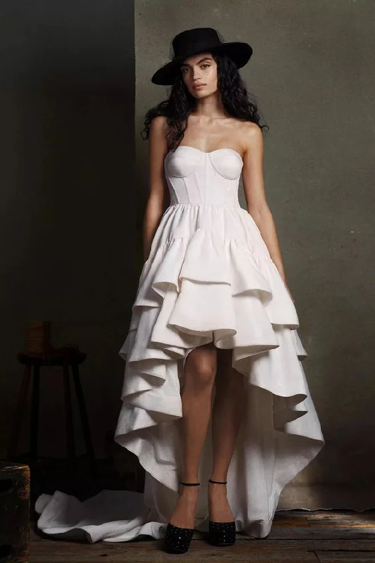Wedding dress semi-formal events look fun--BHLDN Paisley High-Low Strapless Moire Gown Wedding dress semi-formal events look fun--BHLDN Paisley High-Low Strapless Moire Gown