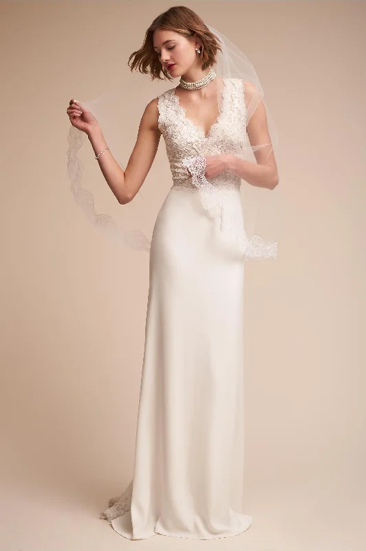 Wedding dress with a plunging neckline sex--BHLDN Tadashi Shoji Andora Gown