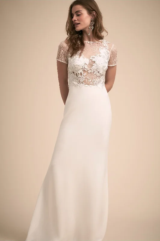 Wedding dress with a midi length retro chic--BHLDN Tadashi Shoji Athens Gown