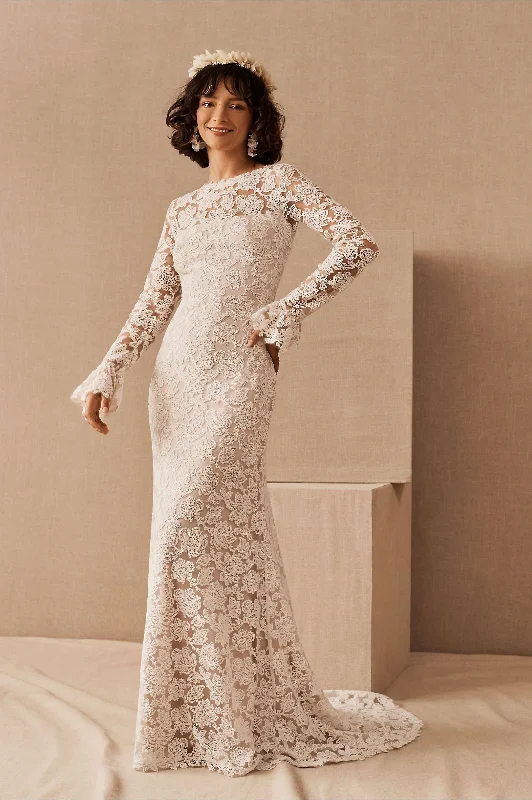Wedding dress with a cowl neckline smooth--BHLDN Tadashi Shoji Cedar Gown