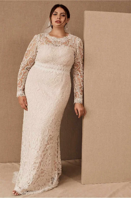 Wedding dress: hair and makeup style--BHLDN Tadashi Shoji Didion Gown