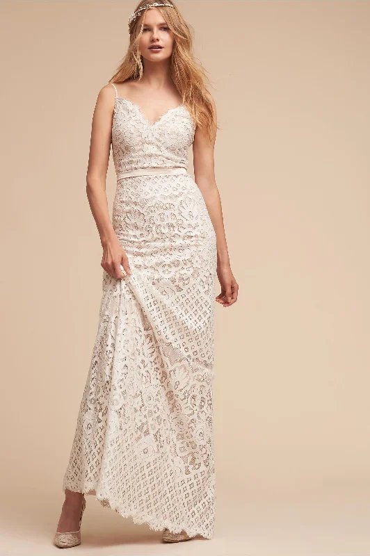 Wedding dress with elegant scarf formal--BHLDN Tadashi Shoji Evenson Gown