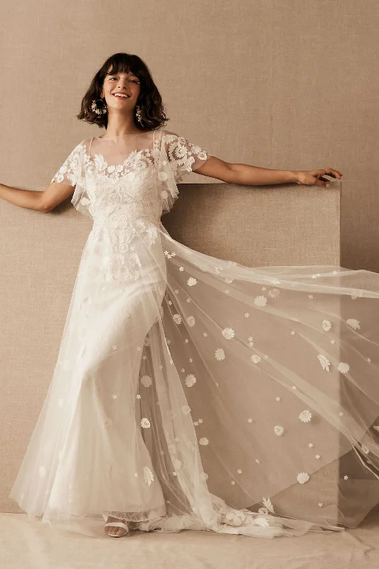 Dress for wedding petite women fit styles--BHLDN Willowby Heartleaf Gown - Ivory