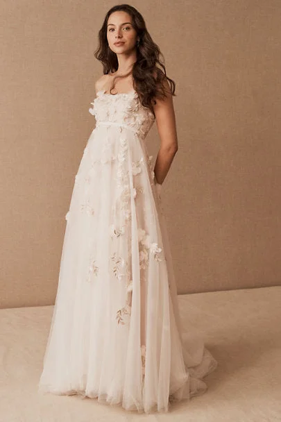 Wedding dress with elegant scarf formal--BHLDN Wtoo Tippi Gown