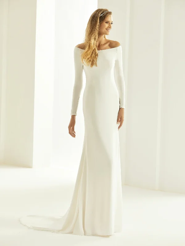 Wedding dress with long formal gloves formal--Bianco Evento - Nicole Sample Gown
