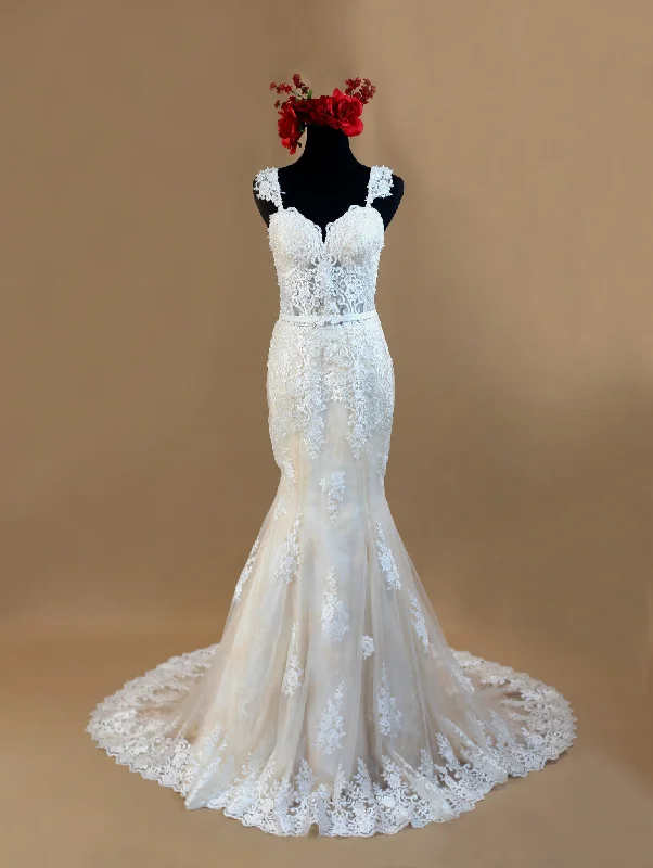 Wedding dress with tights winter special--Lace Mermaid Wedding Dress (#Nicole)