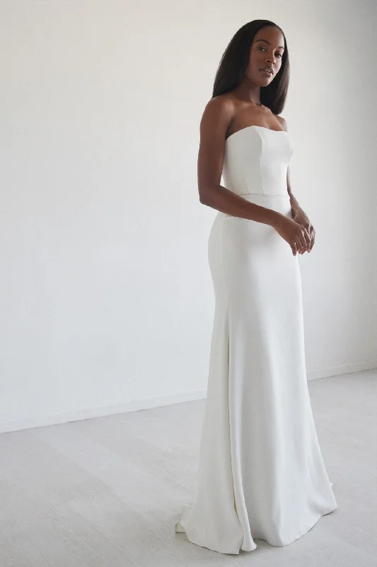 Wedding dress with leather jacket edgy look--Cappucine | Watters