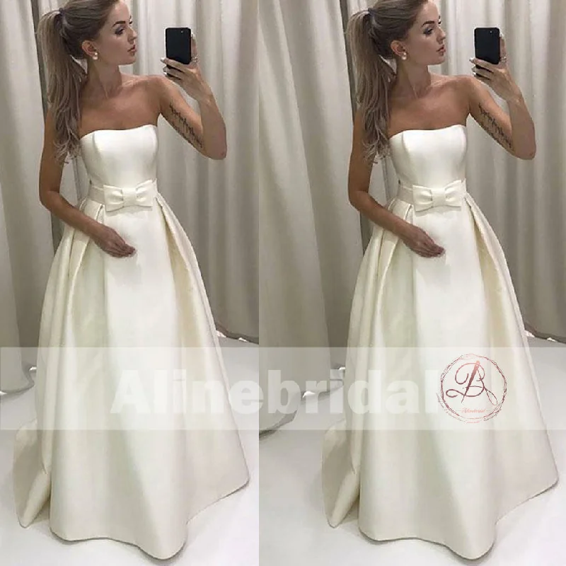 Wedding dress that is unforgettable amaze--Cheap Ivory Satin Strapless Ball Gown Wedding Dresses With Bow Sash, AB1148 Wedding dress that is unforgettable amaze--Cheap Ivory Satin Strapless Ball Gown Wedding Dresses With Bow Sash, AB1148
