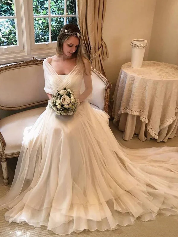 Dress for wedding trendy style fashion look--Chiffon Strapless A-line Tiered Train With Shawl Wedding Dresses, AB1560 Dress for wedding trendy style fashion look--Chiffon Strapless A-line Tiered Train With Shawl Wedding Dresses, AB1560