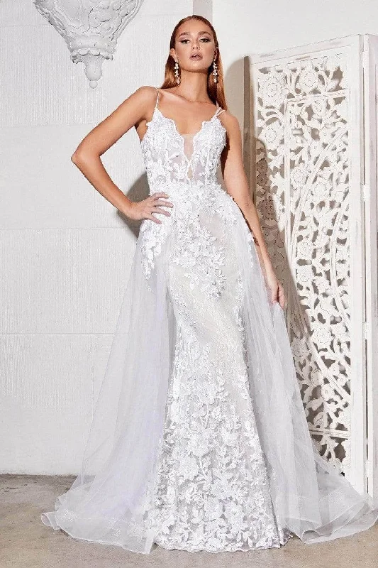Dress for wedding semi-formal reception party--Cinderella Divine Bridal CD931W - Lace Overskirt Bridal Gown
