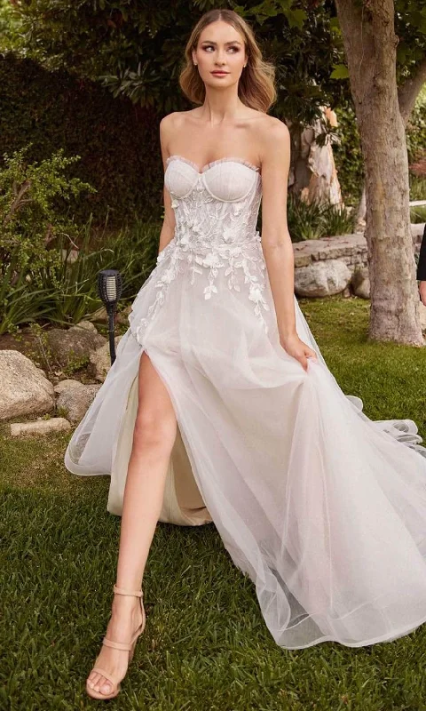 Wedding dress with lace accents elegant vibe--Cinderella Divine CD859W - Strapless A-line Bridal Dress with Tulle Skirt Wedding dress with lace accents elegant vibe--Cinderella Divine CD859W - Strapless A-line Bridal Dress with Tulle Skirt