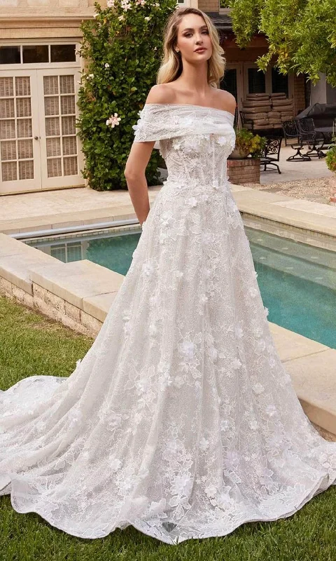 Wedding dress in floral print spring style--Cinderella Divine CD860W - Floral-Embellished Strapless Wedding Dress Wedding dress in floral print spring style--Cinderella Divine CD860W - Floral-Embellished Strapless Wedding Dress
