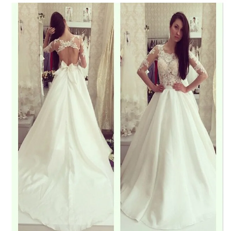 Dress for wedding casual vibe relaxed theme--Sexy Half Sleeveless Aline Open Back Lace Wedding Dresses, Bridal Gown, WD0132 Dress for wedding casual vibe relaxed theme--Sexy Half Sleeveless Aline Open Back Lace Wedding Dresses, Bridal Gown, WD0132