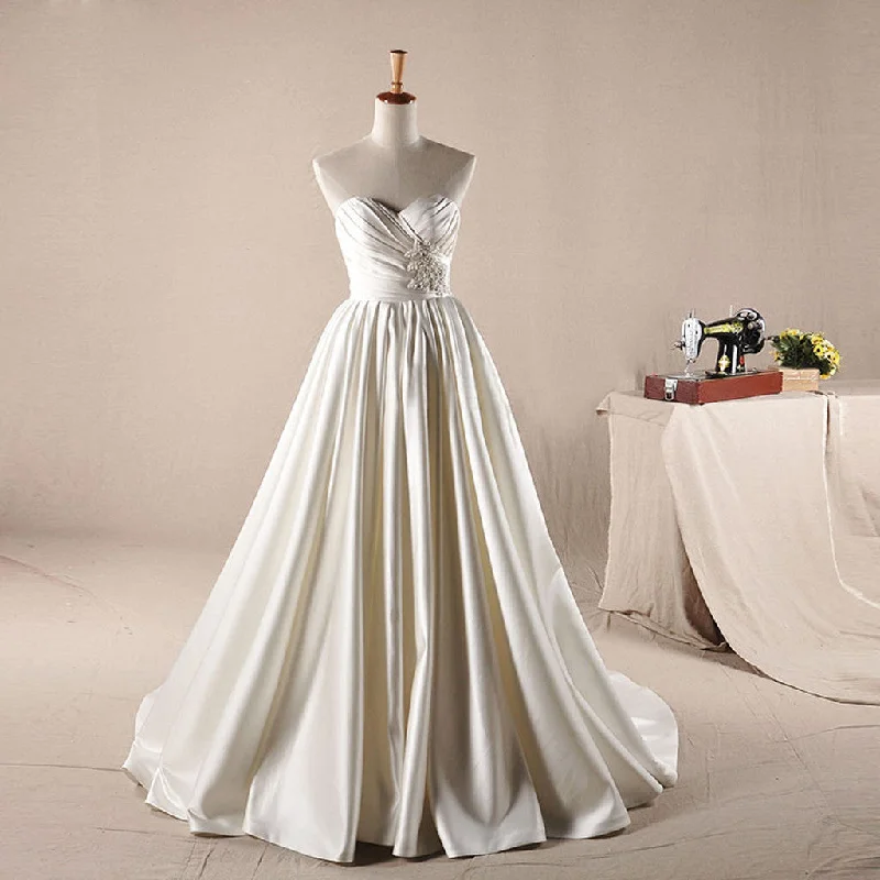 Wedding dress rectangle shape balance style--Vintage Ivory Sweetheart Long A-line Simple Design Wedding Party Dresses, WD0064 Wedding dress rectangle shape balance style--Vintage Ivory Sweetheart Long A-line Simple Design Wedding Party Dresses, WD0064
